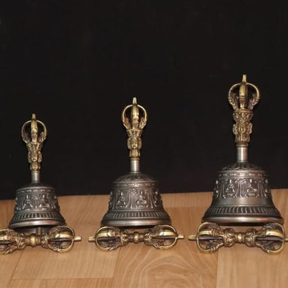 KAFELE Nepalese Handmade Hand Bell, Bronze Vajra Bell, Crisp And Pleasant, Meditation Instrument,B,8.5CM - color: B, size: 8.5CM