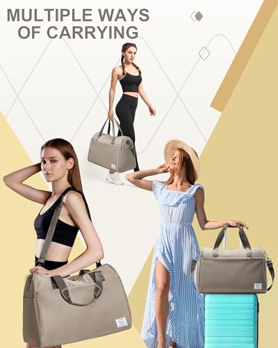 Travel Duffel Bags for Women Mens, Weekender Bag with Shoe Compartment Carry on Overnight Bag with Laptop Compartment Personal Item Travel Bag Gym Bag Hospital Bag Khaki - color: K2-Khaki