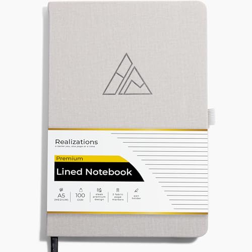 Realizations Journaling Notebooks with Pen Holder | Lined Notebook | 222 Pages Notebook Journal with 100 GSM Paper | Journal Notebooks for Work - color: Gray