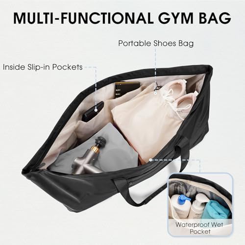 Large Yoga Mat Bag with Shoes Compartment and Wet Pocket Ladies Pilates Gym Tote Bag with Yoga Mat Holder Strap for Women Men Workout Carrier Stuff Accessories - color: Black