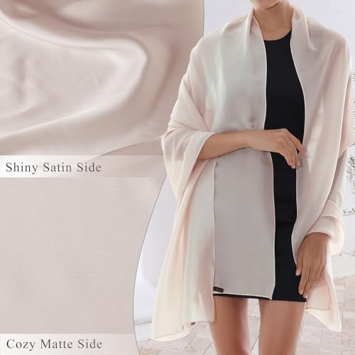 RIIQIICHY Women Shawls and Wraps for Evening Dresses Like Chiffon Silk Scarf Formal Silky Pashmina Shawls for Weddings - color: Beige-5