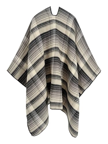 Women's Elegant Shawl Wraps, Soft Open Front Poncho Cape, Reversible Casual Cardigan Shawls for Gift Travel - color: Billiard Green-white