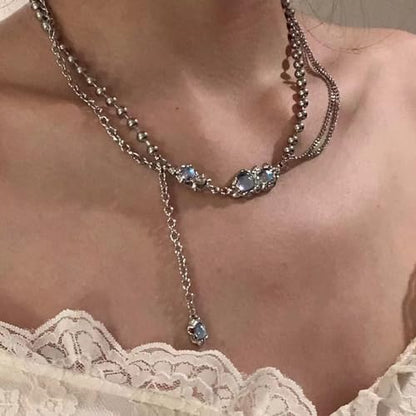 Y2k Irregular Necklace Star Pendant Moonlight Stone Fashion Collar Chain Design Spicy Silver Jewelry for Women - color: Style8