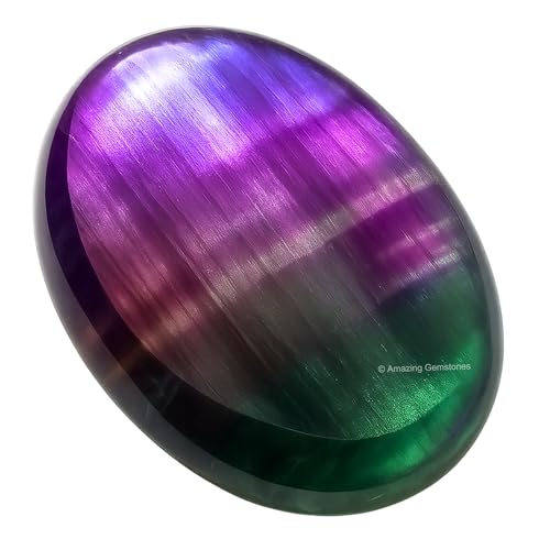 Amazing Gemstone Fluorite Worry Stone and Healing Crystals - Piedra Crystal Fidget for Gift, Meditation, Calming, Relaxation, Stress Relief - color: Fluorite