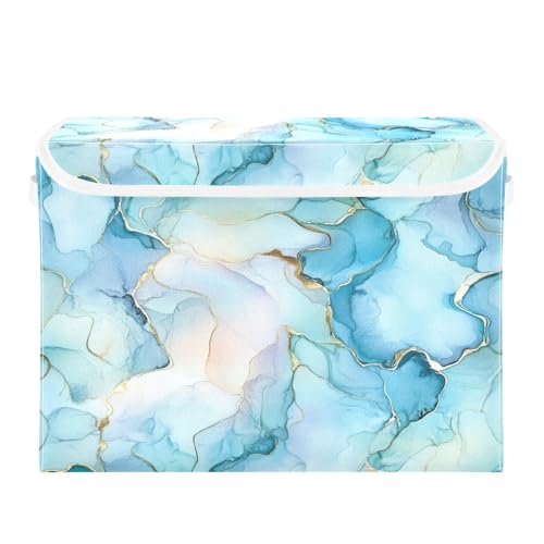 senya Large Storage Bins with Linen Ink Border Collapsible Foldable Storage Cubes Fabric Closet Organizer Containers Box with Flip-Top Lid for Home Bedroom Office 16.7 x 12.6 x 11.8in - color: Ink Border
