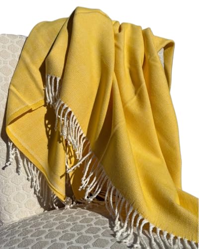 Cotton Acrylic Adirondack Herringbone Woven Throw (Radiance) - color: Radiance