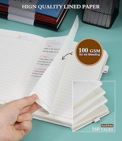 Ansopu Lined Journal Notebook for Writing, A5 100 GSM Thick Paper, Leather Hardcover Journal for Woman Men, Travel Journal Diary 160 Pages(5.75'' X 8.38'' White) - color: White