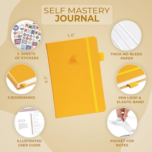 Clever Fox Self Mastery Journal – Guided Daily Reflection & Self Improvement Journal with Prompts – Journaling Notebook for Women & Men (Amber Yellow) - color: Amber Yellow
