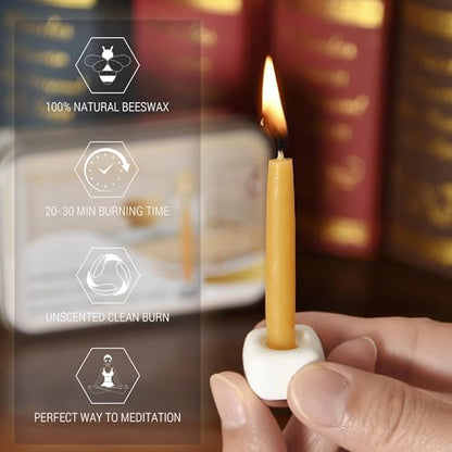 20 Minute Mini Candles Set,2.6 Inch Small Bees Wax Taper Meditation Candles 40Pcs,Candles Smokeless,Dripless for Home,Womens Gifts Yogas-Yellow