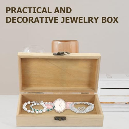 ibasenice 2pcs Wooden Jewelry Box Small Rectangular Trinket Storage Case with Flip Lid Minimalist Design 20x10x5cm Sundries Organizer for Home Vanity
