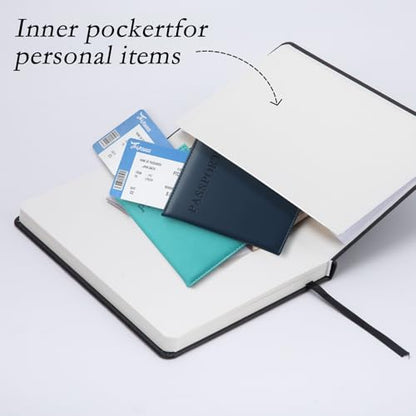 deli A5 Lined Journal Notebook, 160 Pages Hardcover Writing Notebook, 5.5"x8.2" College Ruled Notebook for Office, School, Work Notes (Black) - color: Black