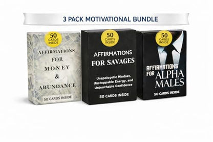 Isaac Liev 150 Positive Daily Affirmation Cards For Men & Teens, Motivational card, Inspirational, Mindest Gifts for Success - 3Pack bundle - style: 3-PACK DEAL - Alpha Affirmations , Money Affirmations & Savage Affirmations