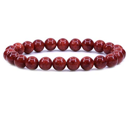 Keleny Gem Semi Precious Gemstones 8mm Natural Stone Round Beads Crystal Stretch Bracelets 7 Inch Unisex - color: 8mm Red Grass Coral