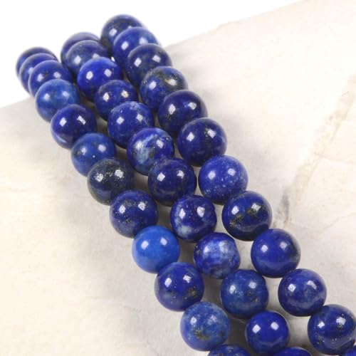 Justinstones Gem Semi Precious Gemstone 3pcs 4mm Round Beads Stretch Bracelet 6.5 Inch Unisex - color: Lapis