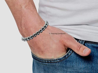 Amazing Gemstone Crystal Bracelet for Women Men's Gifts - Protection Healing Crystal Bracelet - 8mm Gemstone Beaded Stretchable Bracelet Pulseras Para Hombres Mujer Stocking Stuffers Mothers Day Gift (Hematite) - color: Hematite