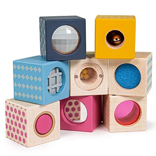 Bigjigs Toys FSC® Certified Sensory Blocks, Wooden Sensory Toys for 1 2 3 Year Olds