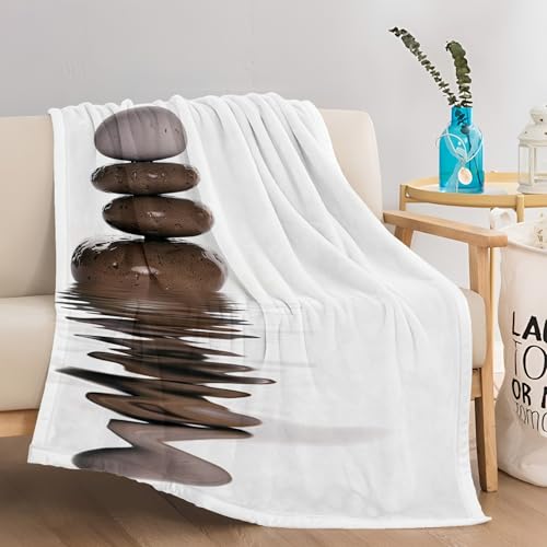 Fleece Blanket Twin 60"x80" Pebble Meditation Throw Blankets for Couch Bed Cozy Soft Warm Lightweight Sofa Blanket, Fleece Blanket Decorative Flannel Blanket