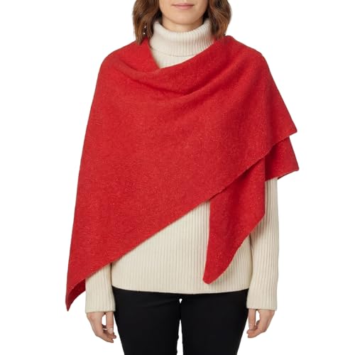 RIIQIICHY Shawl Wrap Women Pashmina Triangle Cape Knit Sweater Scarf for Fall Winter Fashion Accessory - color: Red
