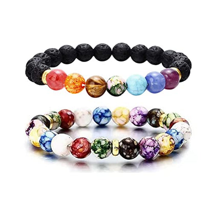 Healing Crystals Bracelet Handmade Natural Gemstones Beads Elastic Natural Stone Yoga Beads Bracelet Heart-Shaped, Modern Artisanal Beaded Unisex 7.6 inches Turquoise - color: Gold