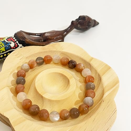 Beaded Strand Bracelets for Women Natural Green Crystal Stone Beads Stretch Bracelet with Yellow Stone Top Bead Attract Wealth and Health - color: Colorful Moonlight