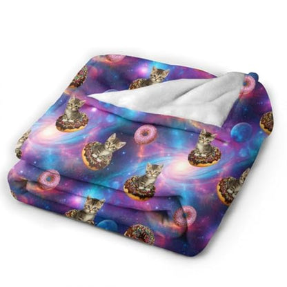 Adult Child Soft Blankets, Galaxy Doughnut Donut Cat Warm Throw Wrap Large Throw Wearable Cuddle, Office Blankets - color: Pattern 10, size: 50x60inch-teens