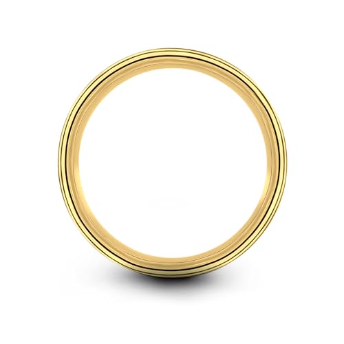 Gift for Yoga Fan - Yoga Meditation Ring - Flat Dome Bevel - Band - Men Women - Brushed Polished - Tungsten - Personalized Custom Engraving - 8mm - Anniversary Wedding - Yellow Rose Gold Silver - color: 14 - Yellow Gold Grey Tungsten