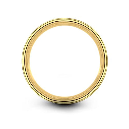 Gift for Yoga Fan - Yoga Meditation Ring - Flat Dome Bevel - Band - Men Women - Brushed Polished - Tungsten - Personalized Custom Engraving - 8mm - Anniversary Wedding - Yellow Rose Gold Silver - color: 14 - Yellow Gold Grey Tungsten