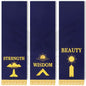 Handmade Masonic Altar Pedestal Covers - Set of 3 Royal Blue Velvet Banners - Strength Wisdom Beauty Embroidery - 13x37 Inches Ceremonial Regalia Accessory