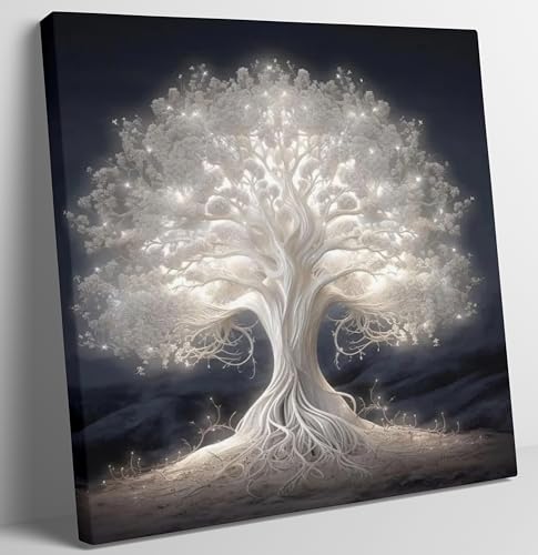 Tree of Life Canvas Wall Art Abstract Myth Tree of Life Painting Picture Wall Decor Spiritual Poster Print Artwork for Living Room Office Meditation Room Bedroom Hotel Home Decoration - size: 20L" x 20W"