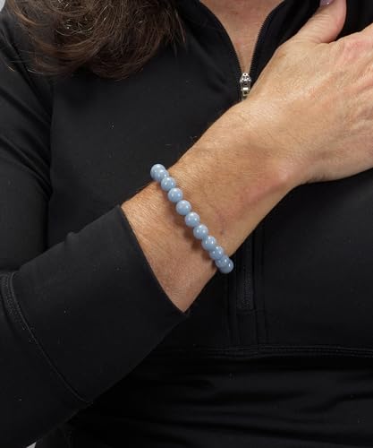 Cherry Tree Collection - Small, Medium, Large Sizes - Gemstone Beaded Bracelets For Women and Men - 8mm Round Beads - color: Angelite, size: Medium