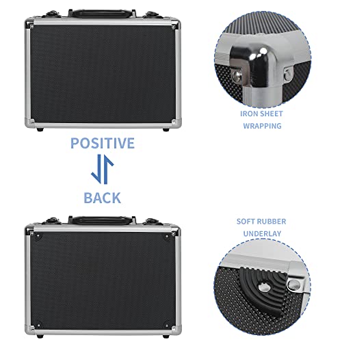 14 Inch Hard Shell Carrying Case Ideal for Wireless Mic System Storage & Camera Gear Transportation, Aluminum Alloy Sturdy Build, Customizable Pre-Diced Foam, Black