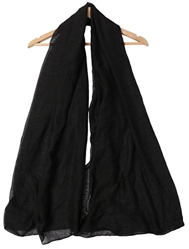 Women's Cotton Scarves Lady Light Soft Fashion Solid Scarf Wrap Shawl - color: Black
