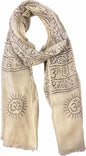 Karma Handicrafts Om Meditation Yoga Harye Ram Prayer Scarf Cotton Scarves Nepal - color: White - Black