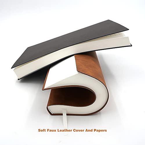 Large Thick Journal Notebook, Lined Papers, A4 8.4x11.4 inches, 416 Pages, Soft Faux Leather Cover (Brown, Ruled) - color: Brown, Ruled, 416Pages