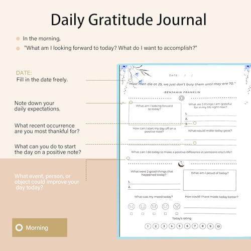 Gratitude Journal for Women & Men – Daily Mindfulness Journal with Positivity Tracker, Happiness Exercises, and Guided Reflective Writing – Self-Care Journal for Personal Growth (Blue) - color: Blue