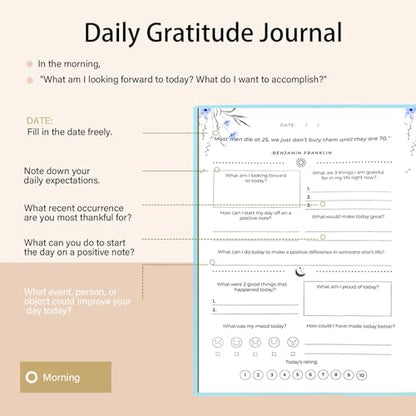 Gratitude Journal for Women & Men – Daily Mindfulness Journal with Positivity Tracker, Happiness Exercises, and Guided Reflective Writing – Self-Care Journal for Personal Growth (Blue) - color: Blue