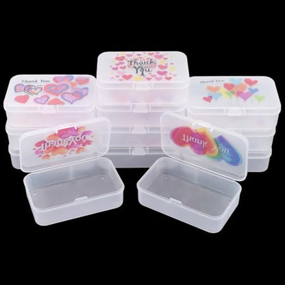 Goodma Thank You 12 Pieces Rectangular Plastic Storage Boxes with Hinged Lids for Small Items and Craft Projects, 3.3 x 2.2 x 1 inch (Frosted White) - color: Frosted White