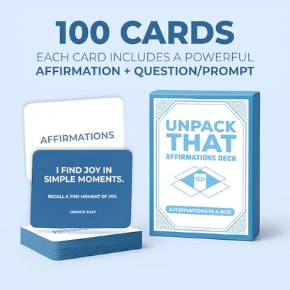 UNPACK THAT Affirmations Deck – 100 Positive Message Cards for Mindfulness & Self-Care | Uplifting Gift for Women, Friends & Family