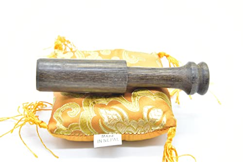 3.75" Tibetan Meditation Yoga Singing Bowl Green Set with free Wooden Mallet and Silk Cushion from Nepal, Singing bowls. (Orange) - color: Orange