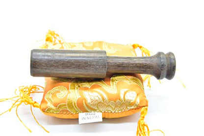 3.75" Tibetan Meditation Yoga Singing Bowl Green Set with free Wooden Mallet and Silk Cushion from Nepal, Singing bowls. (Orange) - color: Orange