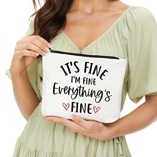 Inspirational Gifts for Women, Positive Inspirational Quotes Makeup Bag - Uplifting Encouragement Gifts for Women, Girls, Teens, Daughter, BFF, Best Friend - It's Fine I'm Fine Everything's Fine - color: multi595