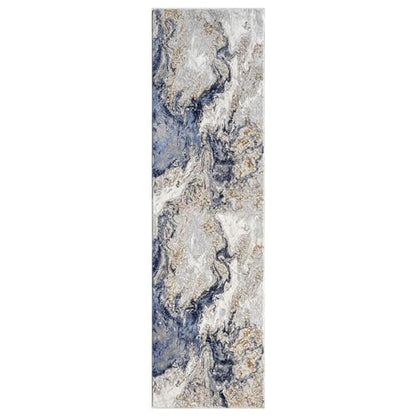 LUXE WEAVERS Marble Swirl Abstract Area Rug, Blue 2x7 - color: Blue, size: 2' x 7' (Rectangular)
