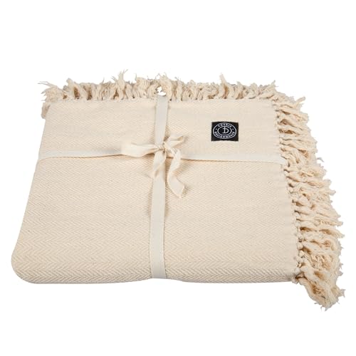 Tharie Handwoven GOTS-Certified Organic Cotton Blanket, Lightweight & Breathable, 142 x 200 cm