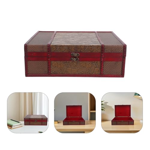 Cabilock Memory Box Wooden Desktop Storage Boxes Wood Treasure Box for Books Jewelry Document Box without Lock (Lotus) Storage Boxes Decorative