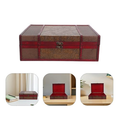 Cabilock Memory Box Wooden Desktop Storage Boxes Wood Treasure Box for Books Jewelry Document Box without Lock (Lotus) Storage Boxes Decorative