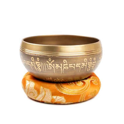 Tibetan Singing Bowl Set Brass - Master Healing Grade - Authentic Handcrafted Sound Bowl by Himalayan Bazaar - color: Yellow