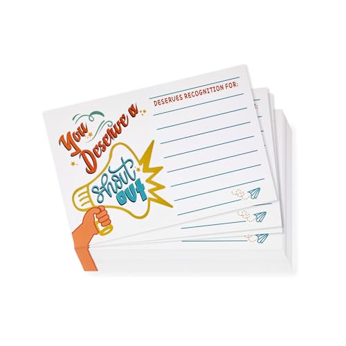 52 Pcs Positive Shout Out Card – Appreciation and Recognition Cards for Teachers, Students, Employees, and Office Staff – Motivational Reward Cards for School Workplace - color: Speaker
