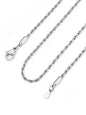 Bandmax Solid 1.5mm/2mm/3mm/6mm Rope Chains for Men Women 14K Gold Plated/Black Plated Stainless Steel Twist Chain 16-30 Inches, with Gift Box - color: 01 1.5MM Steel