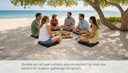 Inflatable Seat Cushion for Long Sitting – No External Pump Required (Inflates Using a Built-in air Valve), Adjustable Air Cushion for Office Chair, Airplane Travel, Car & Wheelchair