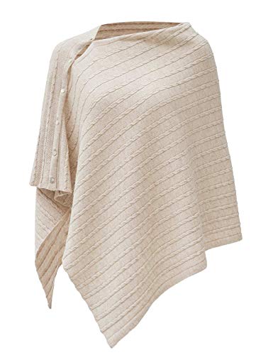 PULI Women's Versatile Knitted Shawls Scarf Poncho Sweater with Buttons Lightweight Spring Summer Fall Wraps - color: E-barley Twist in Cable Large